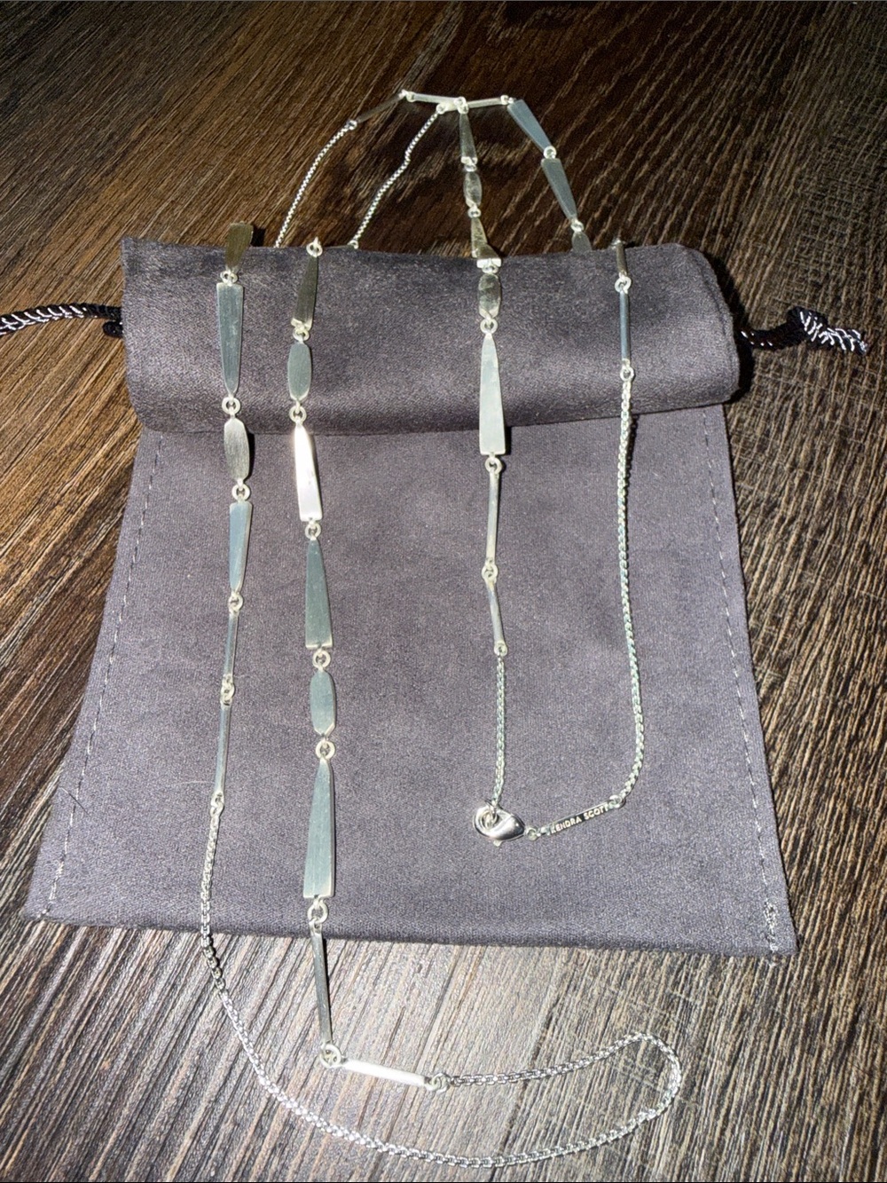 Kendra Scott Silver Linear Bar Long Necklace